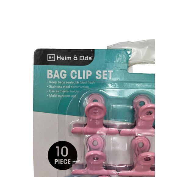 Heim & Elda Pink Stainless Steel Clip Set - 10 Piece Bag Sealing 5c - Picture 3 of 4